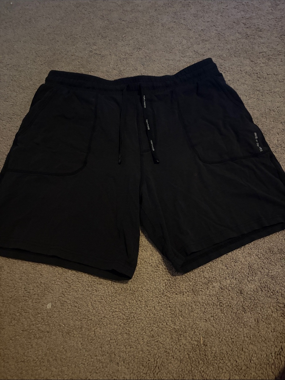 Men's Black Athletic Drawstring Shorts with Front Pockets